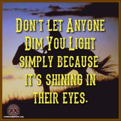Don't let Anyone Dim You Light simply because it's shining in their eyes.
