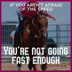 If you aren't afraid of the speed, You're not going fast enough