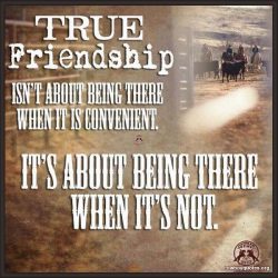 True friendship isn't about being there when it is convenient. It's about being there when it's not