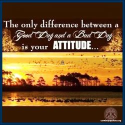 The only difference between a good day and a bad day is your attitude...