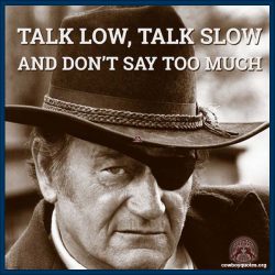 Talk low, talk slow and don't say too much.