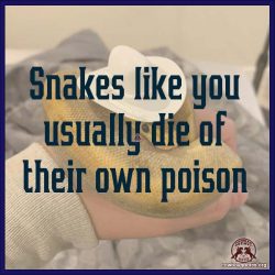 Snakes like you usually die of their own poison.