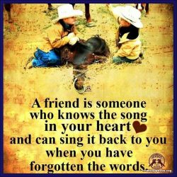 A friend is someone who knows the song in your heart and can sing it back to you when you have forgetten the words.